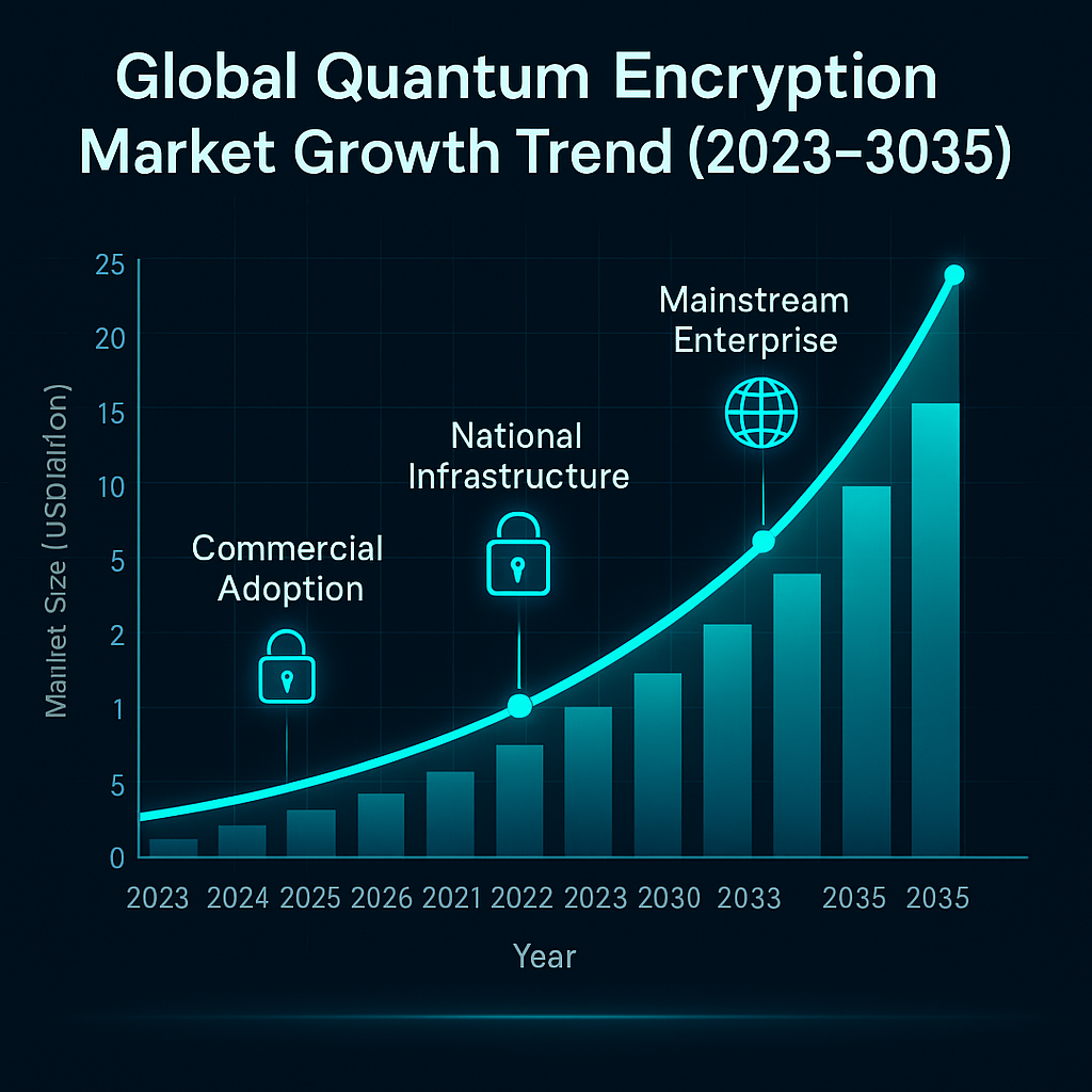 Global quantum encryption market growth (2023–2035)