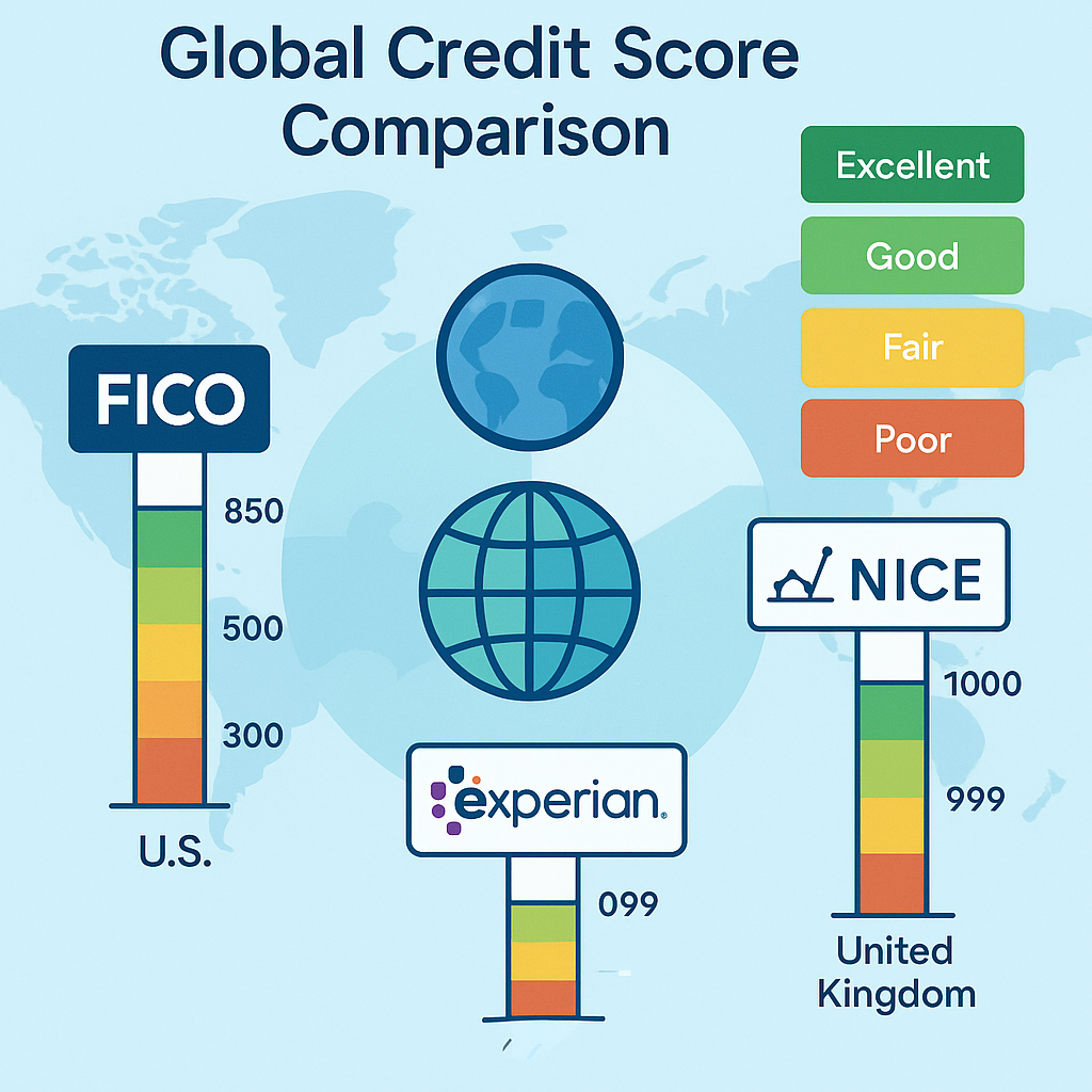 International credit comparison: FICO vs NICE vs Experian