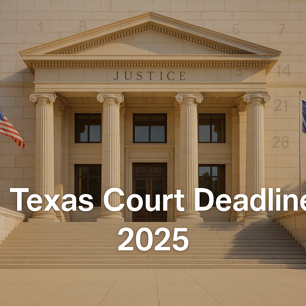 Texas courthouse steps and legal deadline calendar for personal injury claims
